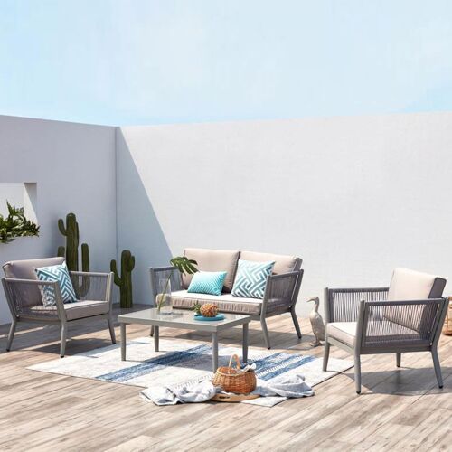 Salon Jardin Alu Et Corde Gris Clair Anahma