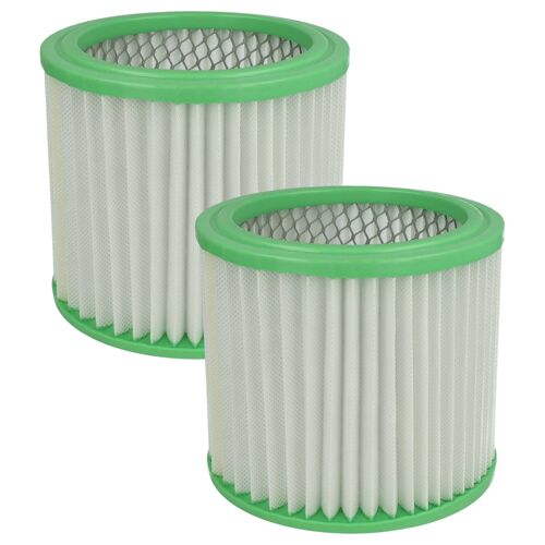 vhbw 2x filtre plissé compatible avec Parkside PASK 18/8 C, PASK 18/9 C, PASK 18/7 C aspirateur - blanc / vert, nettoyable