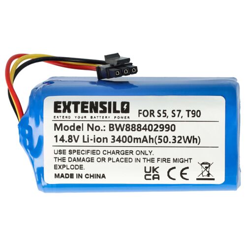 Extensilo Batterie Compatible Avec Qihoo T90, S7, S9, 360 S5, X9 Robot Électroménager (3400mah, 14,8v, Li-Ion)