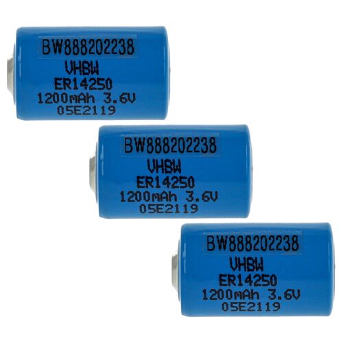 vhbw 3x Piles au lithium ER14250 remplacement pour 6135-99-770-2535, 6ES59800MA11 - Piles spéciales (1200mAh, 3,6V, Li-SOCl2)