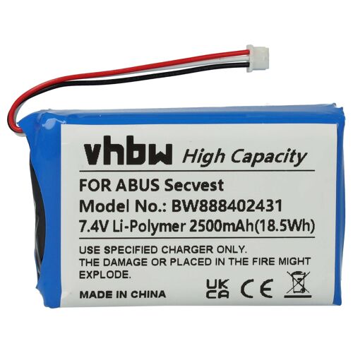 vhbw Batterie remplacement pour ABUS FUBT50000 pour système d'alarme (2500mAh, 7,4V, Li-polymère)