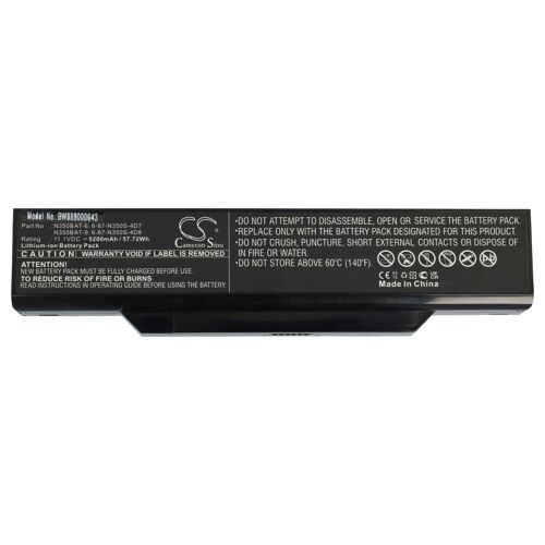 vhbw Batterie remplacement pour Clevo 6-87-N350S-4D7, 6-87-N350S-4D8, N350BAT-6, N350BAT-9 pour ordinateur portable (5200mAh, 11,1V, Li-ion)