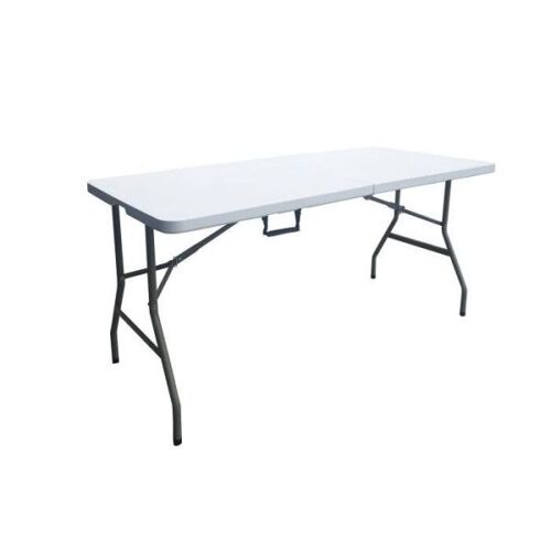 Table De Réception Pliante 6 Personnes - 150 Cm - Structure Acier Et Plateau En Polyéthylene Pehd - Blanc