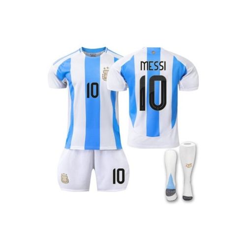 Maillot Argentine Domicile 2024 Messi #10 Ensemble Football T-Shirt & Short 3 Pièces Enfant & Adulte