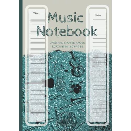 Large Music Notebook For School: Blank Sheet | Music Manuscript Paper | Composition Books Gifts | For Young Musicians, Composers Or Songwriters |For ... For Writing | A4 8,27x11,69 In | 80 Pages