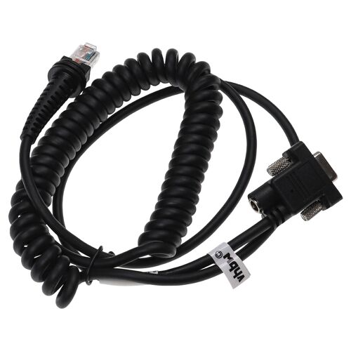 vhbw Câble de données RJ45 mâle vers RS232 mâle compatible avec Datalogic Gryphon M200 lecteur code-barres - Cordon spiralé, 3 m, noir