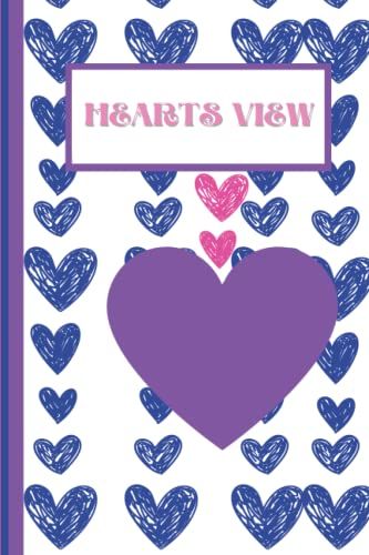 Hearts View: Blue And Purple Colors, Heart Shapes, Blank Lined Journal And Girl Themed, Fun, Valentine's Day, Love Symbol, School, Notebook, Perfect Birthday Gift