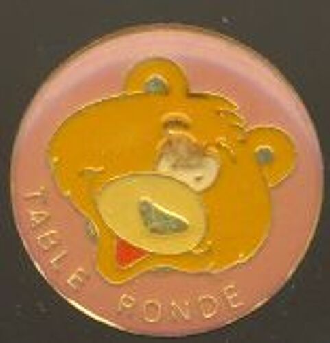Pins - Tableau Ronde - Ours Sur Fond Rose