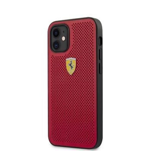 Coque Ferrari Off Track Perforated pour iPhone 12 Rouge
