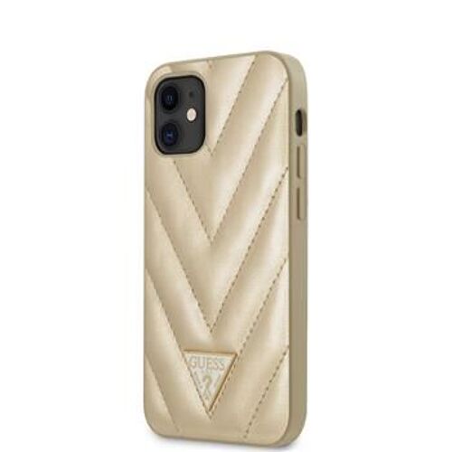 Coque Guess V Quilted pour iPhone 12 or