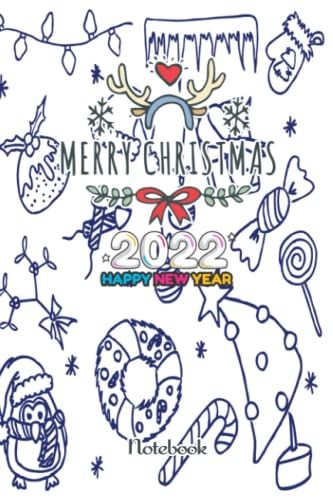 Merry Christmas And Happy New Year 2022, Best Christmas Gift For Kids, Boys, Girls & Adults, Happy New Year Journal Notebook 135: Merry Christmas ... Blank Journal With Black Cover Perfect Size