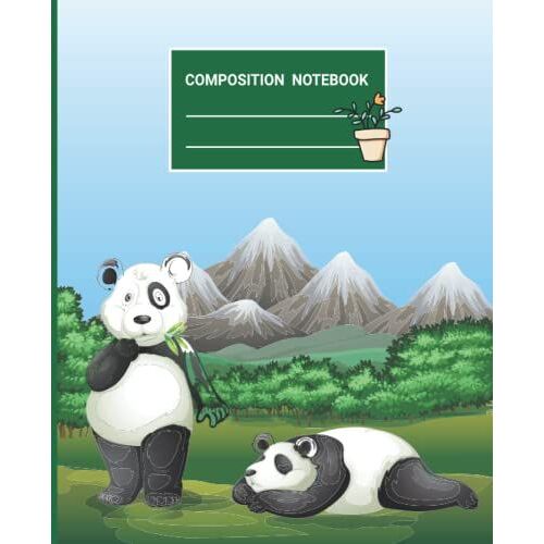 Composition Notebook: Panda Wide Ruled Blank Line Paper Composition Notebook For School Or College Students, Kids, Teens, Girls And Boys For Doing Homework And Writing Notes