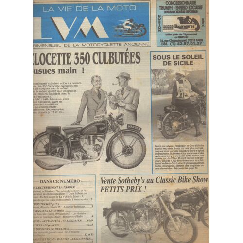 La Vie De La Moto N°119. 15 Juin 1993. Lvm Le Bimensuel De La Motocyclette Ancienne: (Velocette 350 Culbutées Cousues Main. Sous Le Soleil De Sicile. Vente Sotheby's Au Classic Bike Show)