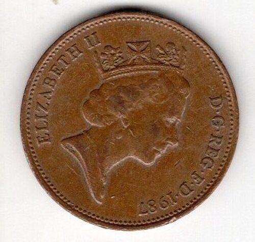 Monnaie, Grande-Bretagne, Elizabeth Ii 2 Pence - 1987.