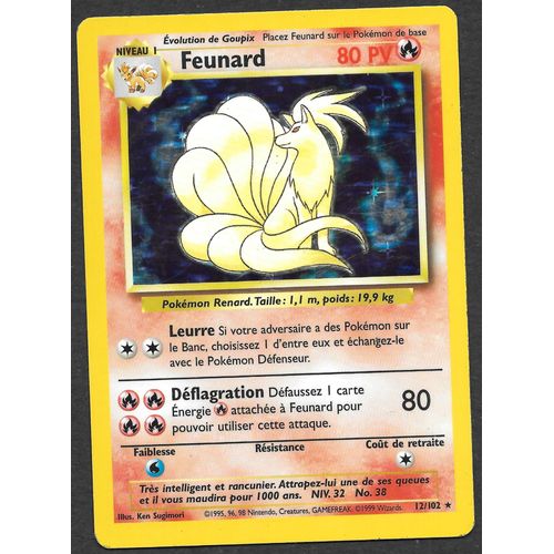 Carte Pokémon Feunard 12/102 [Holo] - Set De Base Wizards (Vf)