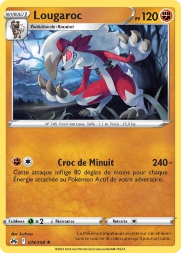 Carte Pokemon - Lougaroc - 074/159 - Rare - Eb12,5 - Zenith Supreme -
