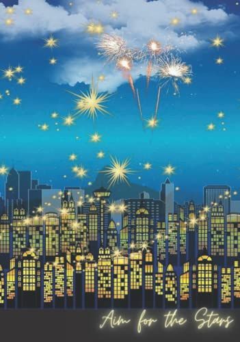 Large Ruled Multi-Purpose Notebook/Journal, Aim For The Stars, For Work, Business, Hobby, College, School, 7x10", 150 Pages, Hardcover