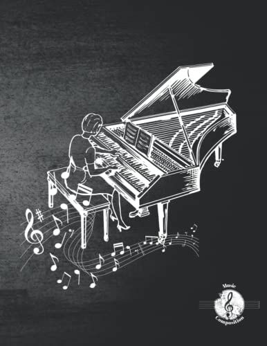 Piano Blank Music Composition Notebook 8.5" X 11 " 120 Pages: Pattern Cover | Composition, Ruled Note Book, Stationery Supplies, | School, College, University| 12-Stave Large Page