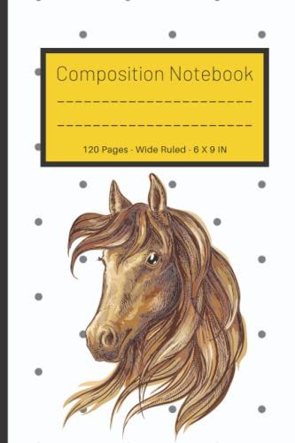 Composition Notebook: Horse Pattern 120 Pages Wide Ruled Paper Notebook For School, Kids, Students, Girls, Teens