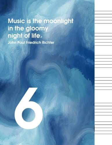 Music Is The Moonlight In The Gloomy Night Of Life: Blank Sheet Music Notebook | Wide Staff Blank Manuscript Paper | Staff Paper Notebook | Vol 8