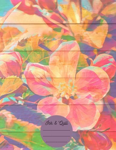 Composition Notebook Wide Ruled Lined Paper 8.5" X 11," 200 Pages: Tropical Flowers
