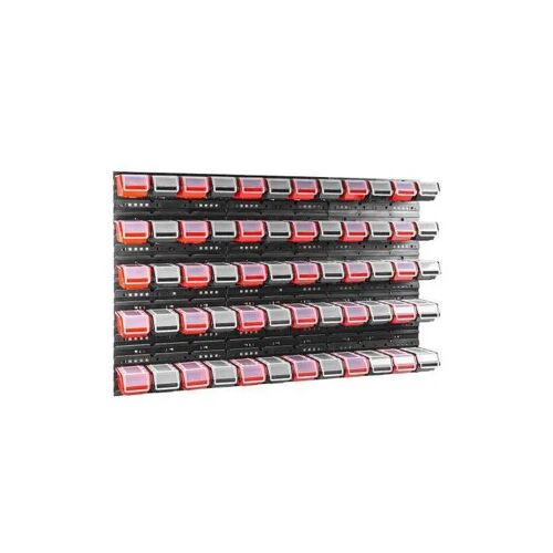 Boîtes empilables avec panneaux muraux et boîtes Étagère 60 pièces Boîte avec couvercle Étagère murale 120x80 cm V4