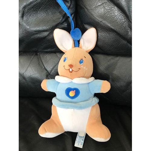 Doudou Lapin Beige Pull Bleu Coeur Chicco 26cm