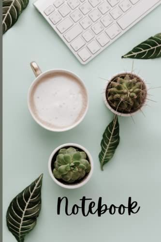 Notebook/Journal: Mint Green Desk Top View, College Ruled 8mm, 6x9 100 Pages, Work Desk Notes, School Notes, Gift For Co-Worker