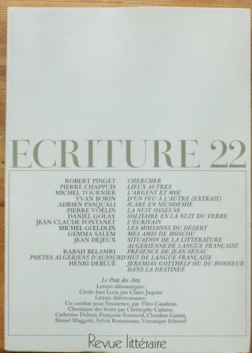 Ecriture, Revue Littéraire N° 22 Printemps 1984