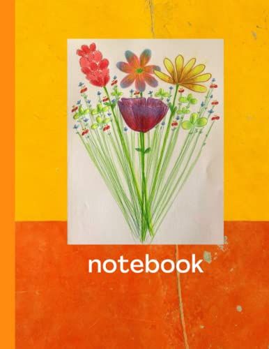 Yellow/Orange Composition Notebook 8.5" X 11", 120 Sheets (240 Pages) With Hand-Drawn Artwork On Cover, Lined Paper, School Supplies, Art Work ... Gift For Anyone Who Loves Hand-Drawn Art!