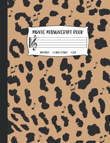 Music Manuscript Book For Kids: Wide Staff Music Notebook | Blank Sheet Music Paper With 6 Treble Staves | Cheetah (Primary Music Composition For Kids)