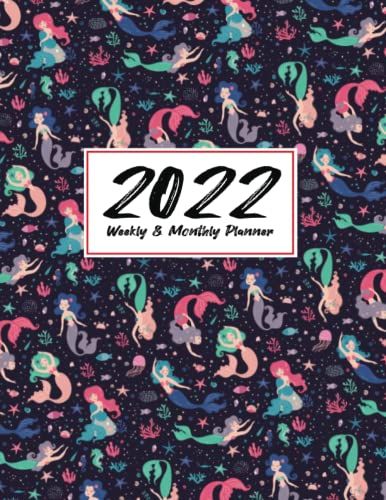 2022 Planner Weekly & Monthly 8.5x11: Mermaid Dancing In Dark Ocean 2022 Planner Calendar Journal Notebook January To December Full Year Colorful Organizer 8.5 X 11 + Calendar Views