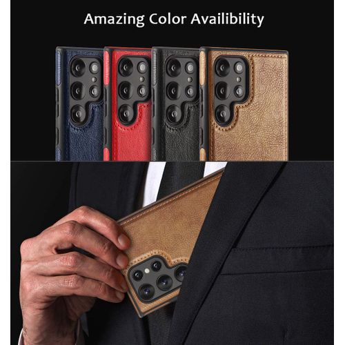 Coque pour samsung S22 ultra, business, housse en cuir - Brun