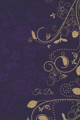 To Do List Planner: Daily Checklist Productivity Journal - 6x9" - 122 Pages - Gold & Purple Flower Doodles - Hardcover