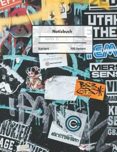 Notizbuch Kariert: Notizbuch Kariert, 4-Fach Liniert 4x4, 100 Seiten Groß 8.5x11 Für Mathe- Und Naturwissenschaftsstudenten Mit Graffiti Motiv
