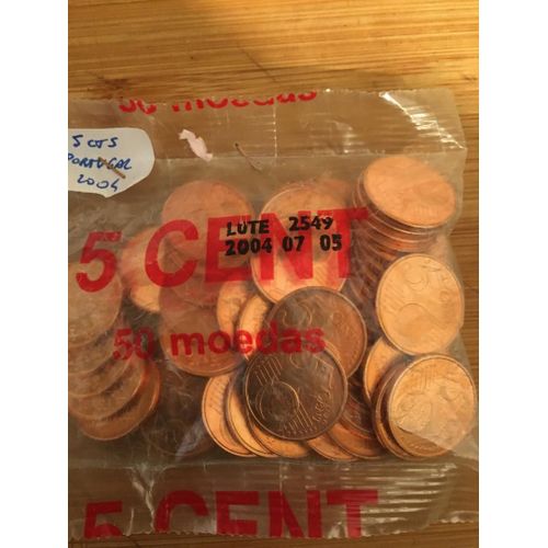 Lot De 50 Pieces De 5 Cts Neuves Portugal 2004 Sous Sachet Ferme
