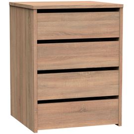 Commode Chambre, Table De Chevet, Chiffonnier 4 Tiroirs, 63,5x46x45 Cm, , Bois, Briebe, Nova