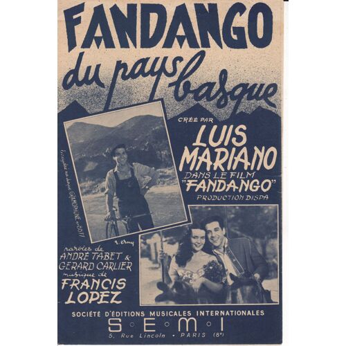 Partition Luis Mariano "Fandango Du Pays Basque"