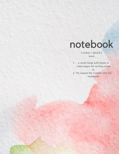 Pastel Rainbow Watercolor Compact Softcover Lay-Flat Notebook, 8.5" X 11" Journal With Durable Softcover And 120 Lined Pages: | Rainbow |