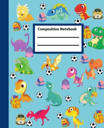Pre-K And Kindergarten Learning Notebook: Dinosaur Composition Wide-Ruled Notebook For Kids, Boys And Girls| 110 Pages| 7.5 X 9.25 Inches