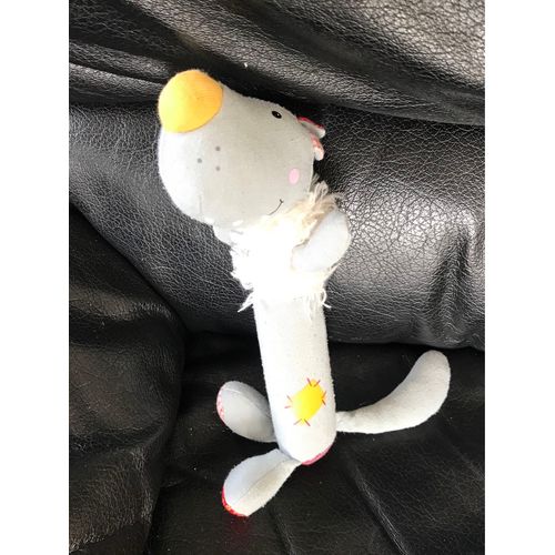 Doudou Peluche Nicolas Hochi Hochet Loup Lilliputiens Gris Et Jaune 20cm