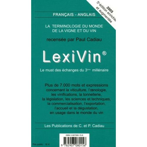 Lexivin/Lexiwine 2005 - Edition Bilingue Français-Anglais
