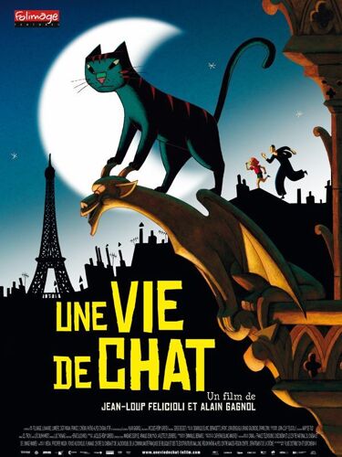 Une Vie De Chat -Véritable Affiche De Cinéma Pliée - Format 40x60 Cm - De Alain Gagnol Et Jean-Loup Felicioli Avec Les Voix De Dominique Blanc, Bruno Salomone, Jean Benguigui, Bernadette Lafont- 2010