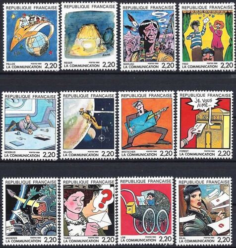 France 1988, Très Belle Série Complète Neuve** Luxe, La Communication Vue Par 12 Auteurs De Bd (Lauréats Du Grand Prix D'angoulême) Timbres 2503 2504 2505 2506 2507 2508 2509 2510 2511 2512 2513 2514.