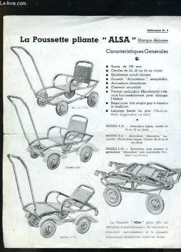 Prospectus Publicitaire De La Poussette Pliante Alsa (Références 7 Et 8)