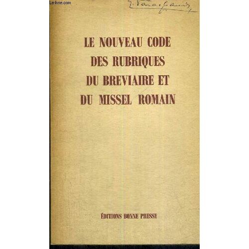 Le Nouveau Code Des Rubriques Du Breviaire Et Du Missel Romain