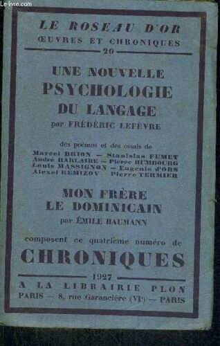 Quatrieme Numero De Chroniques - Le Roseau D Or - Oeuvres Et Chroniques