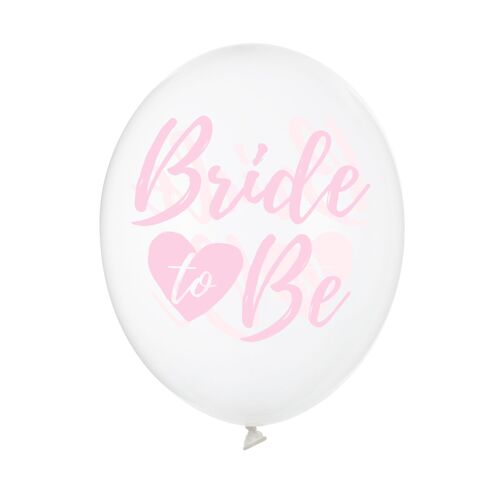 6 Ballons Bride To Be Blancs Et Roses 30 Cm