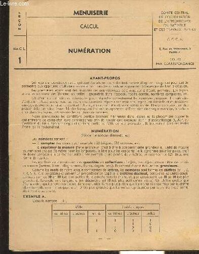 Menuiserie - 31 Lecons De Mathematiques Par Correspondance -