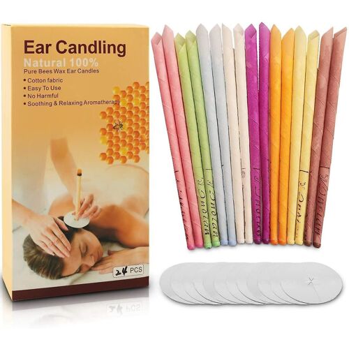 Bougies d'oreille naturelles, cire d'abeille Hollow Cone Candling non toxique 24Pcs